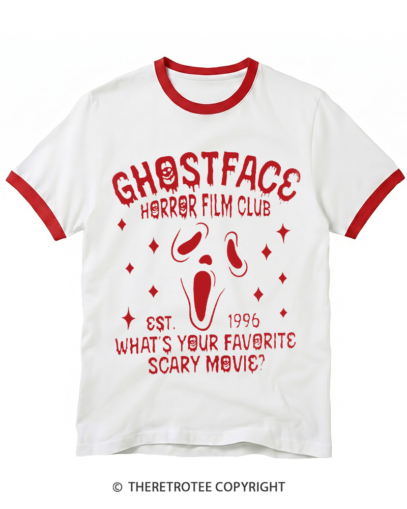 TheRetroTee What’s Your Favorite Scary Movie 1990s Ringer T-shirt
