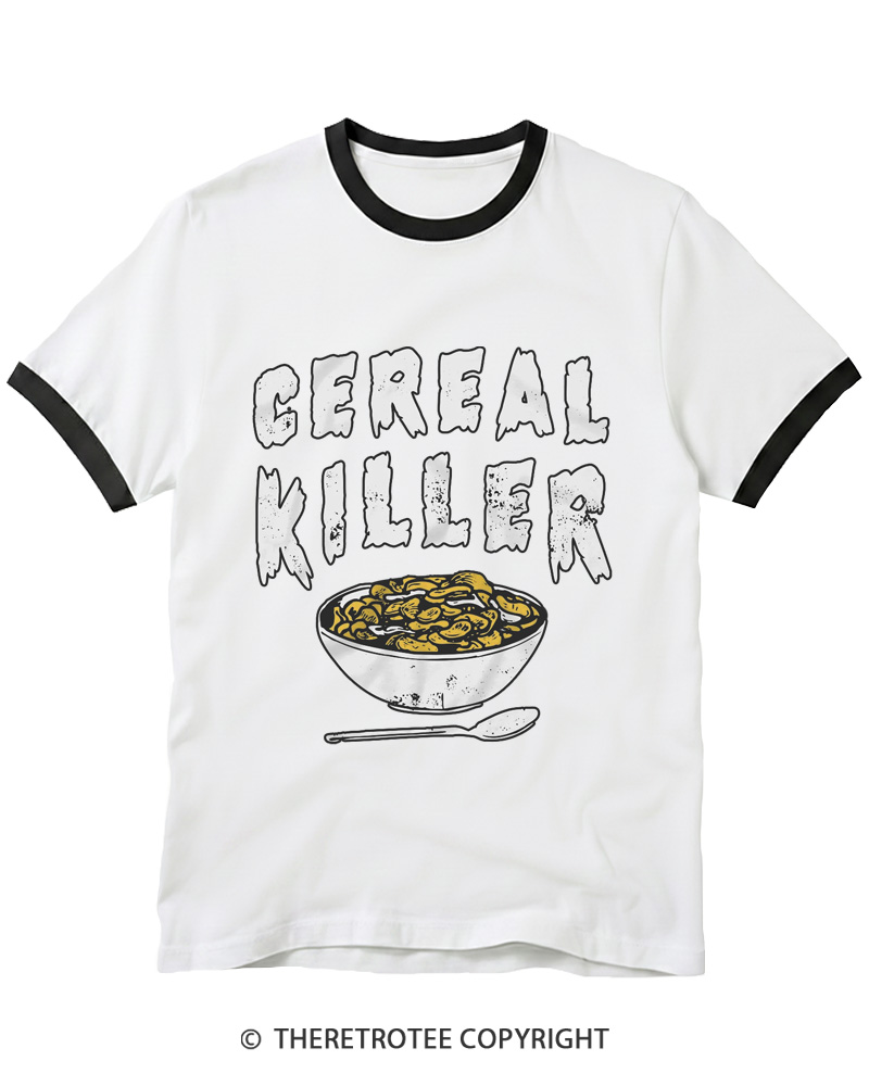 TheRetroTee Cereal Killer 1980s Ringer T-shirt