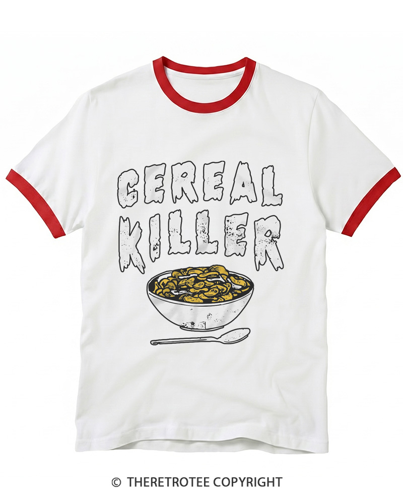 TheRetroTee Cereal Killer 1980s Ringer T-shirt