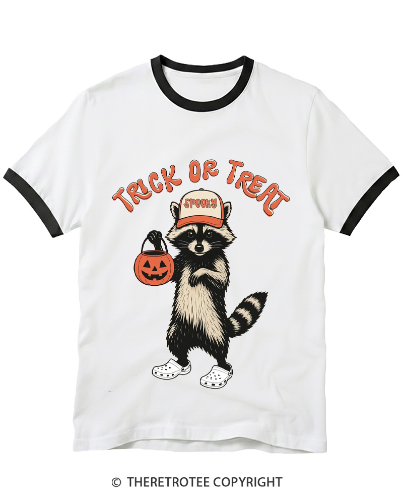 TheRetroTee Trick Or Treat 1990s Ringer T-shirt