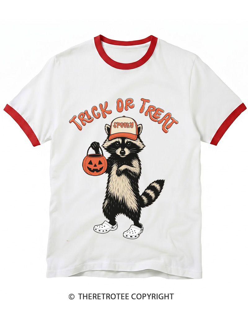 TheRetroTee Trick Or Treat 1990s Ringer T-shirt