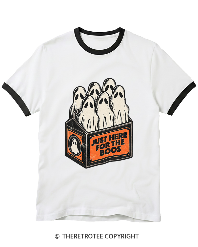 TheRetroTee Just Here For The Boos 1990s Ringer T-shirt