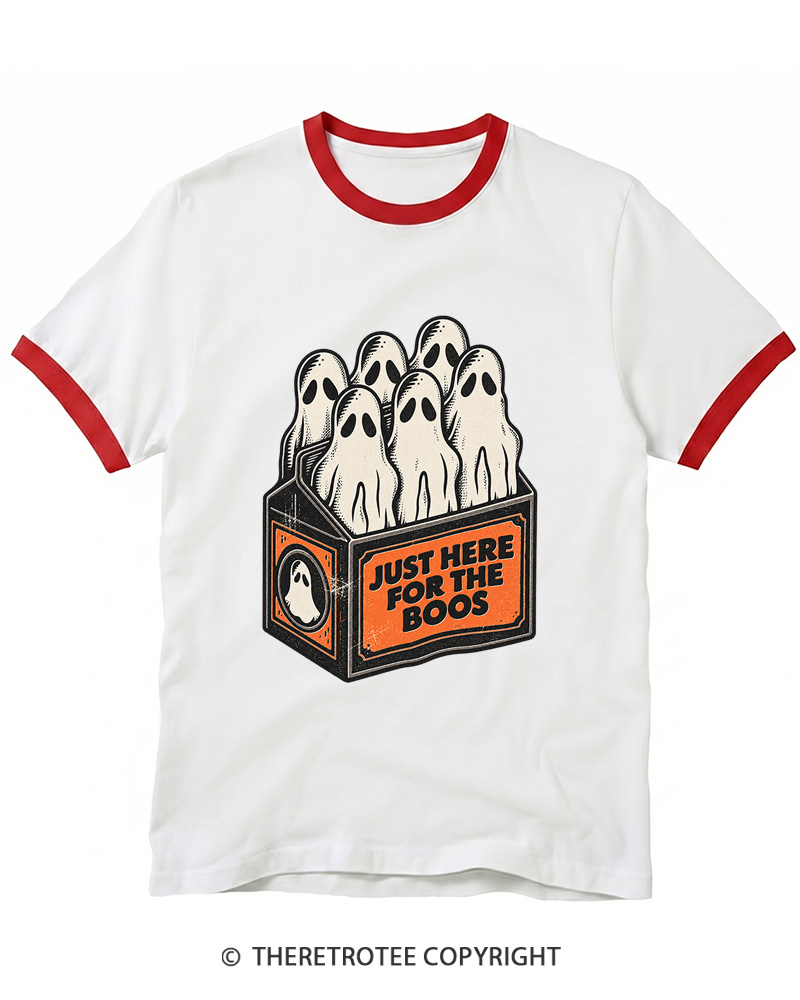 TheRetroTee Just Here For The Boos 1990s Ringer T-shirt