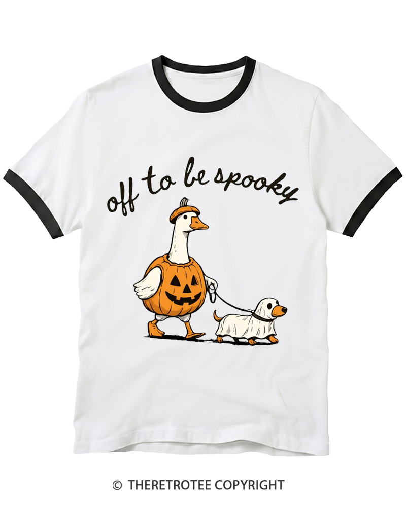 TheRetroTee Off To Be Spooky 1990s Ringer T-shirt