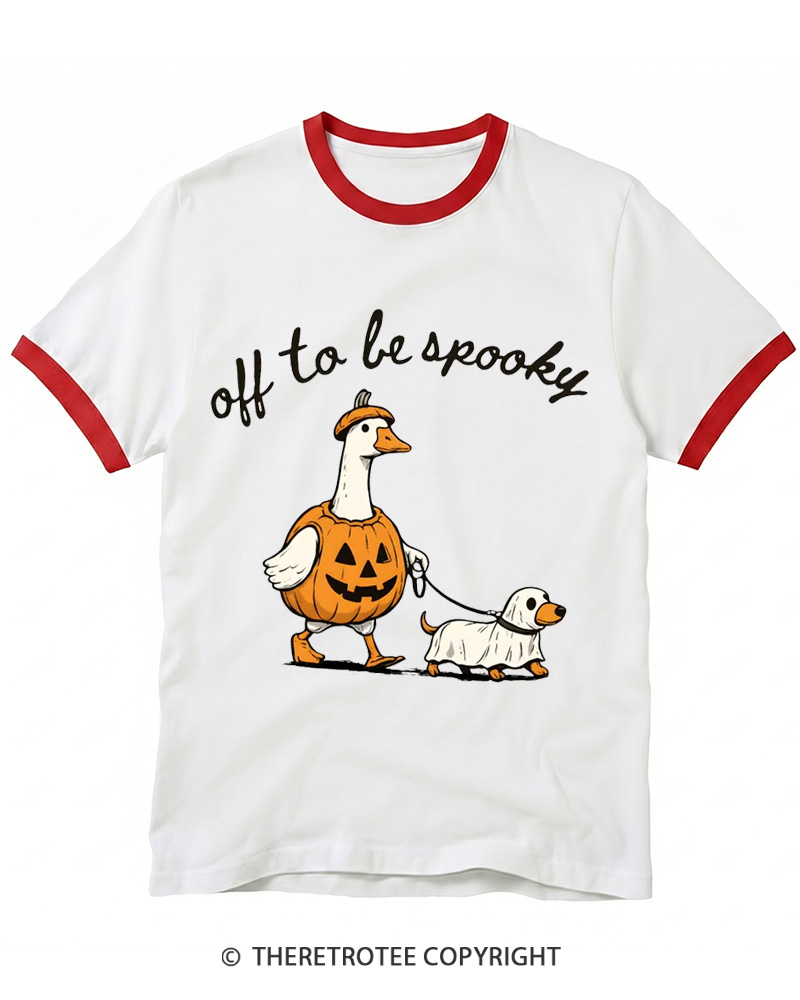 TheRetroTee Off To Be Spooky 1990s Ringer T-shirt