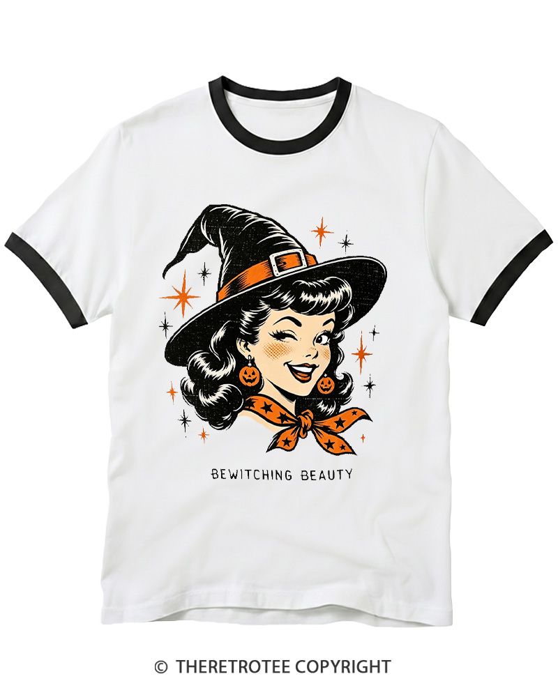 TheRetroTee Bewitching Beauty 1950s Ringer T-shirt
