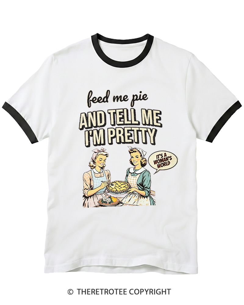 TheRetroTee Feed Me Pie 1950s Ringer T-shirt
