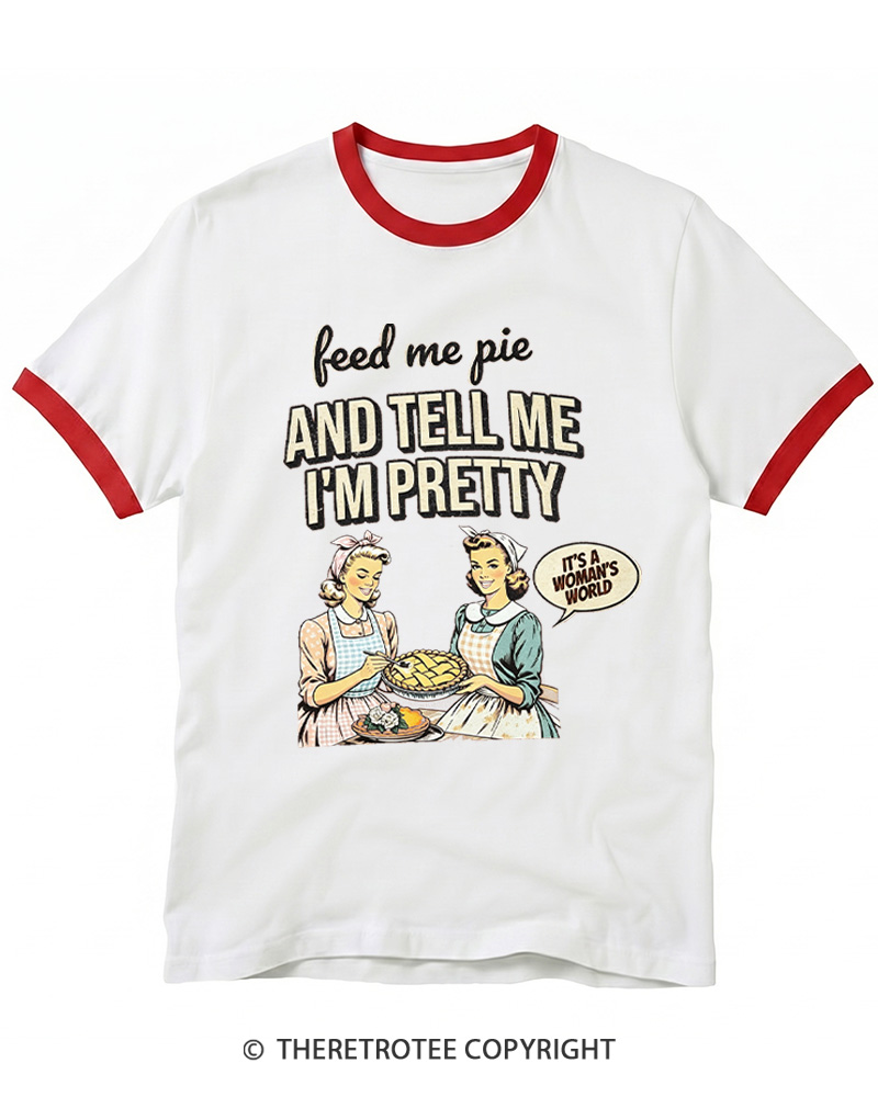TheRetroTee Feed Me Pie 1950s Ringer T-shirt