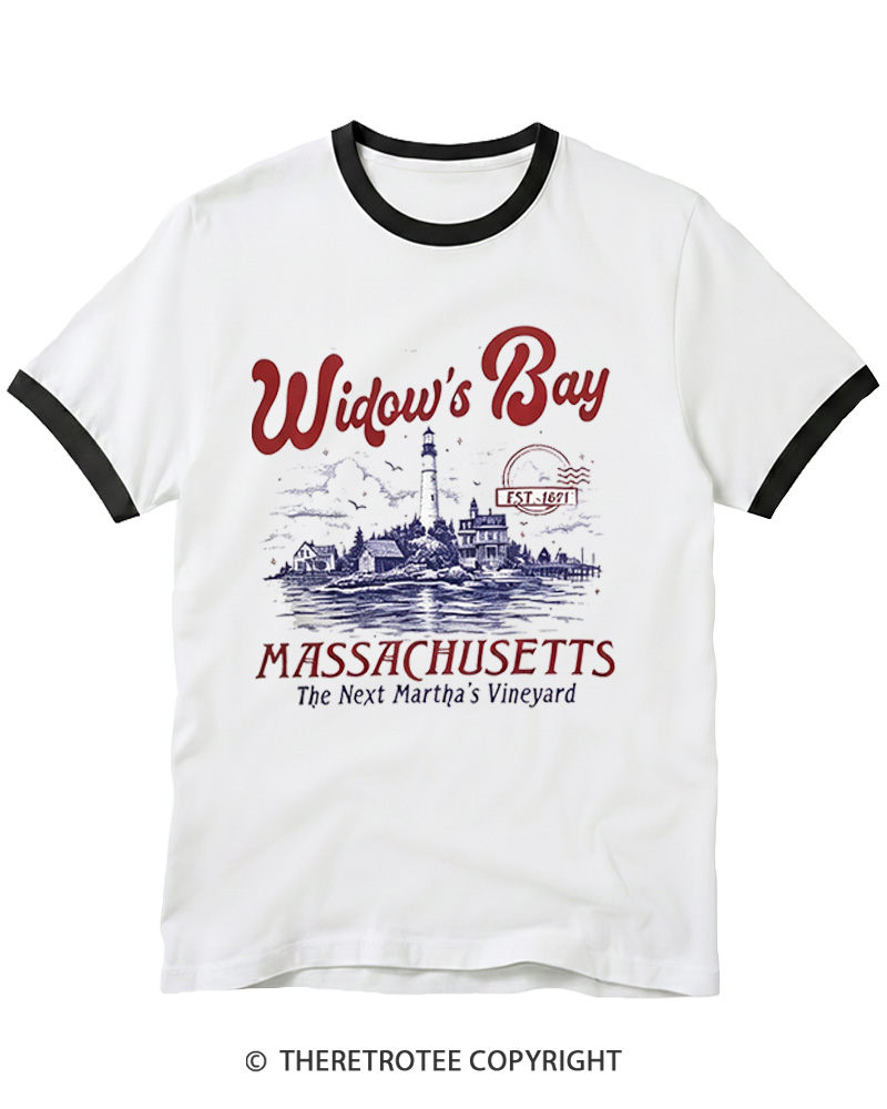 TheRetroTee Getting On Widow’s Bay 1980s Ringer T-shirt