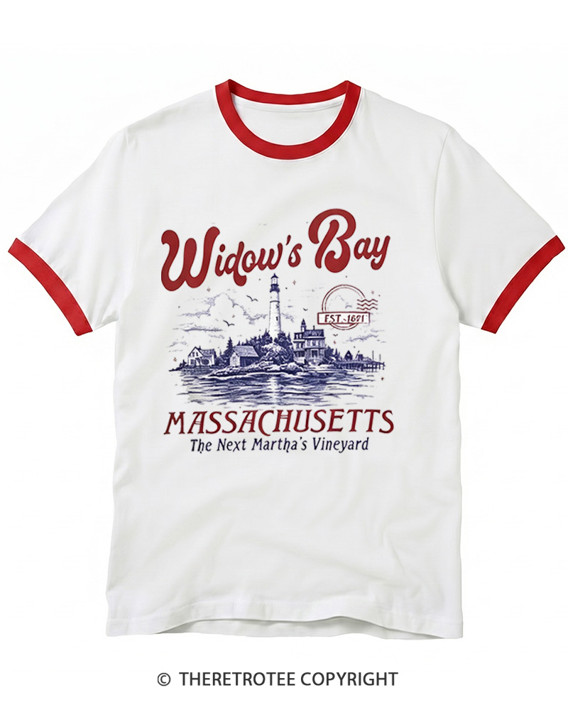 TheRetroTee Getting On Widow’s Bay 1980s Ringer T-shirt