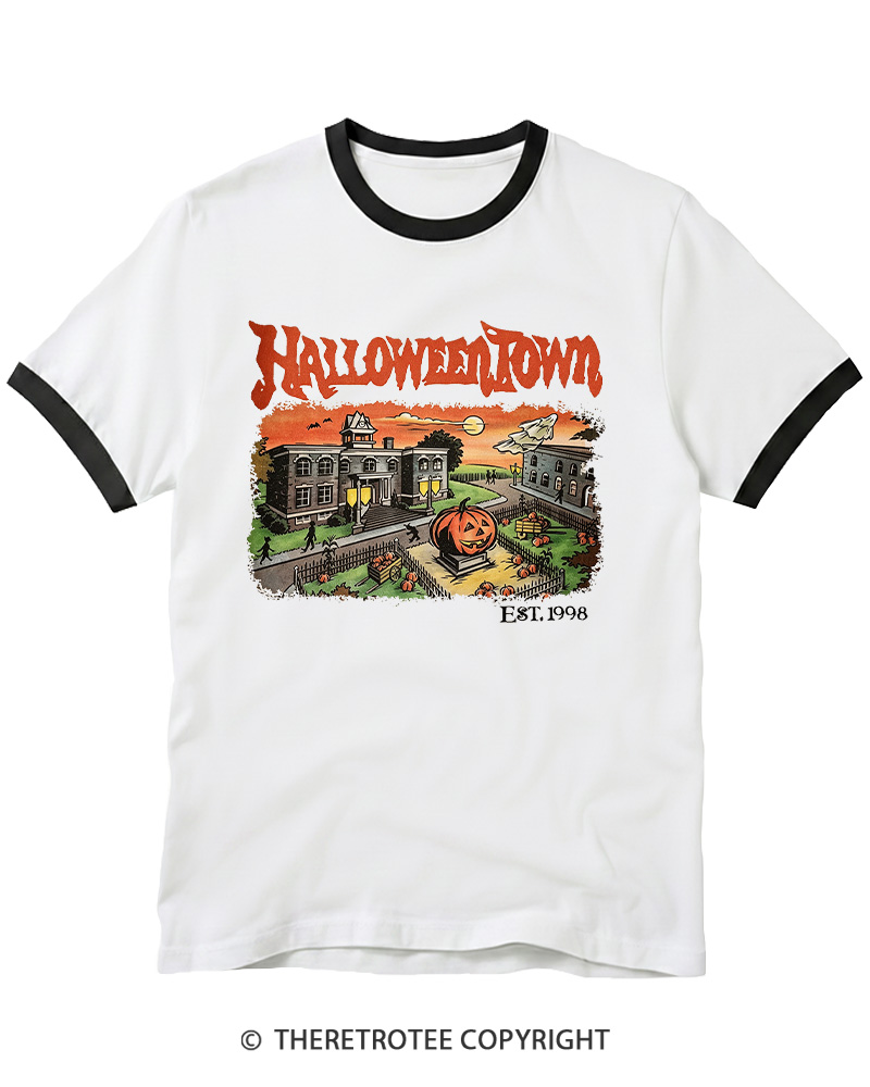 TheRetroTee Halloween 1980s Ringer T-shirt