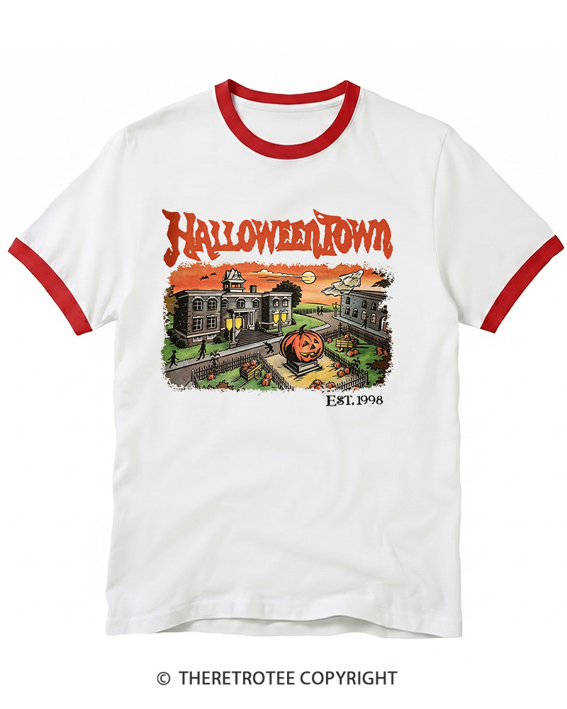 TheRetroTee Halloween 1980s Ringer T-shirt