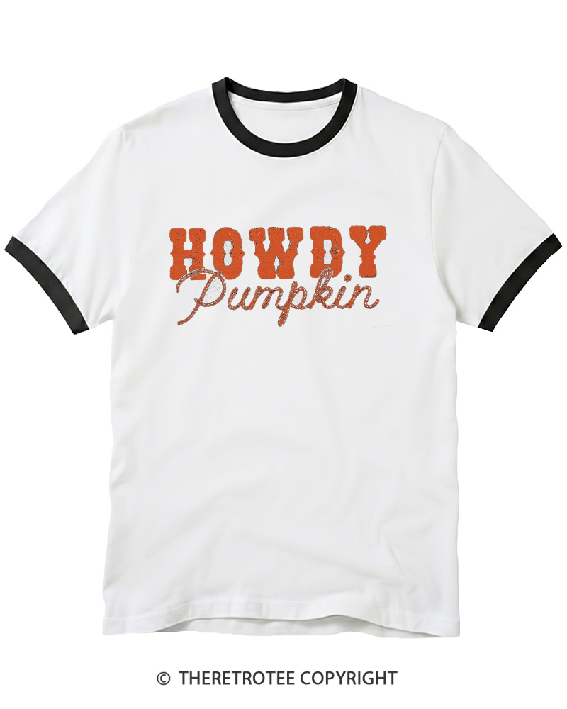 TheRetroTee Howdy Pumpkin 1970s Ringer T-shirt