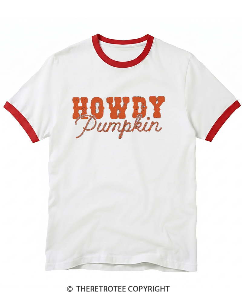 TheRetroTee Howdy Pumpkin 1970s Ringer T-shirt
