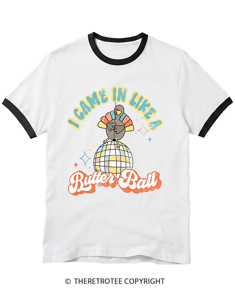 TheRetroTee I Came In Like A Butterball 1970s Ringer T-shirt