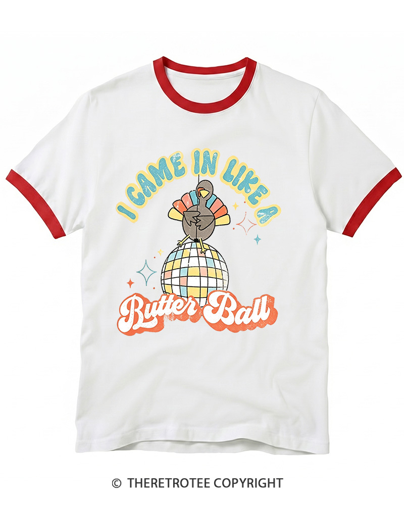TheRetroTee I Came In Like A Butterball 1970s Ringer T-shirt