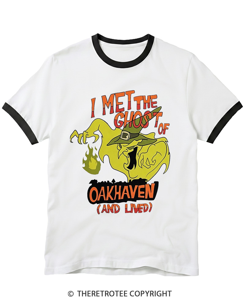 TheRetroTee I Met The Ghost Of Oakhaven 1990s Ringer T-shirt