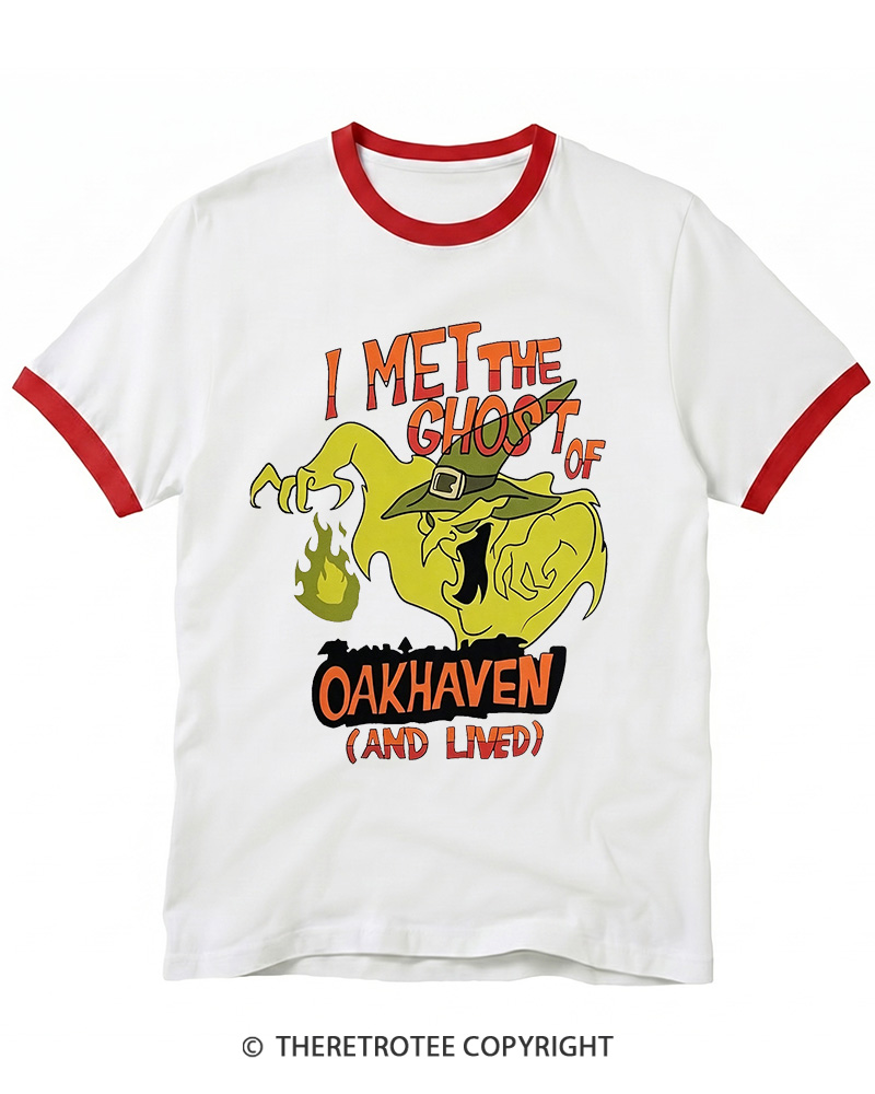 TheRetroTee I Met The Ghost Of Oakhaven 1990s Ringer T-shirt