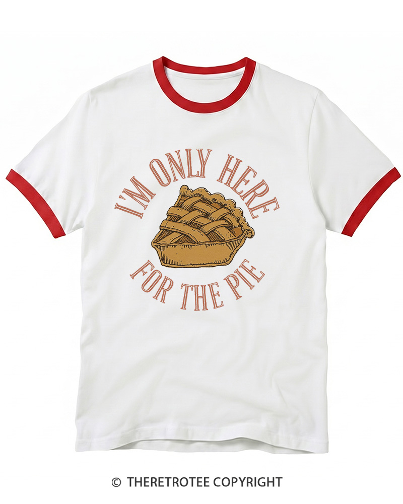 TheRetroTee I’m Only Here For The Pie 1980s Ringer T-shirt