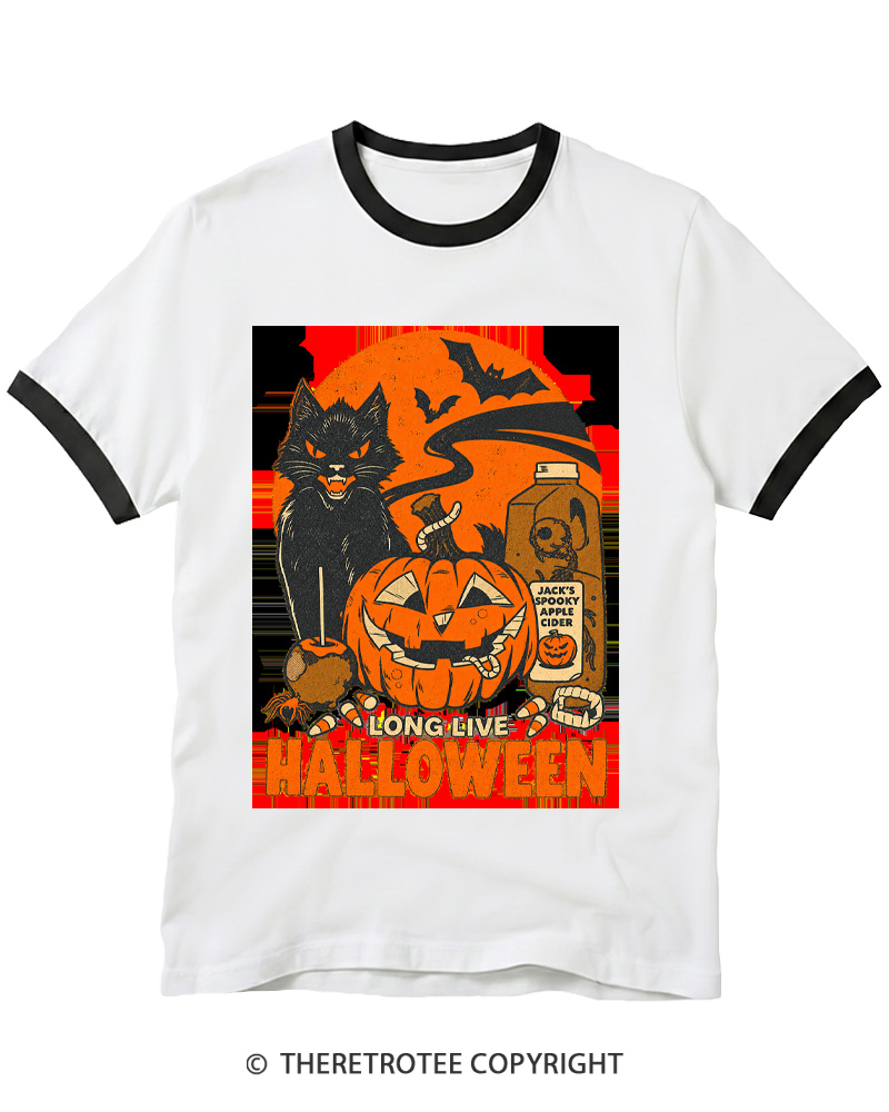 TheRetroTee Long Live Halloween 1960s Ringer T-shirt