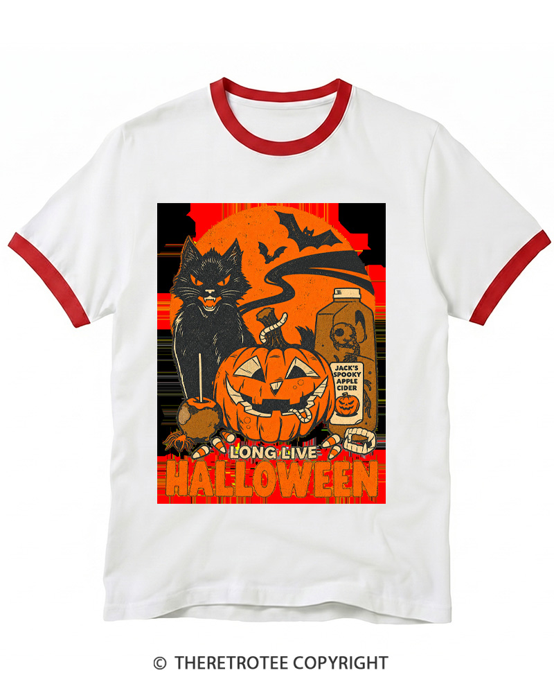 TheRetroTee Long Live Halloween 1960s Ringer T-shirt