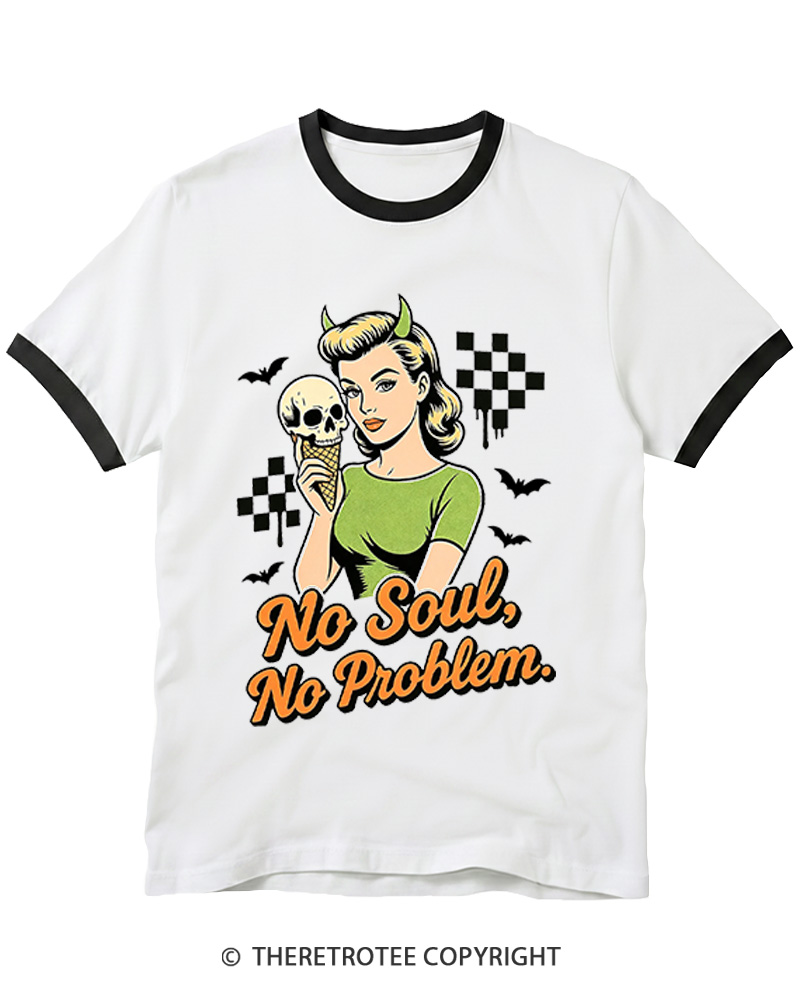 TheRetroTee No Soul No Problem 1950s Ringer T-shirt