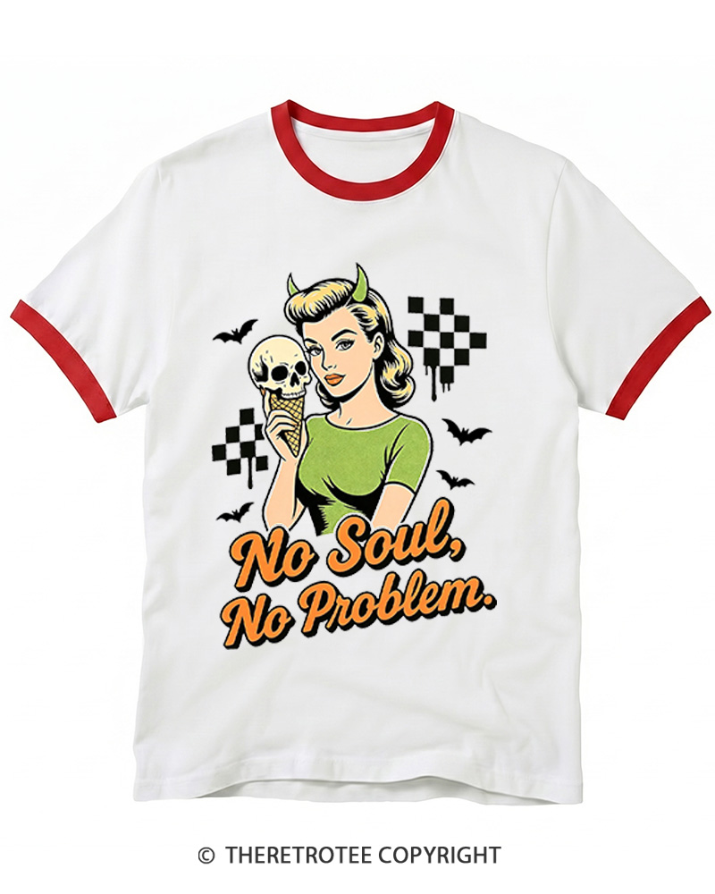 TheRetroTee No Soul No Problem 1950s Ringer T-shirt