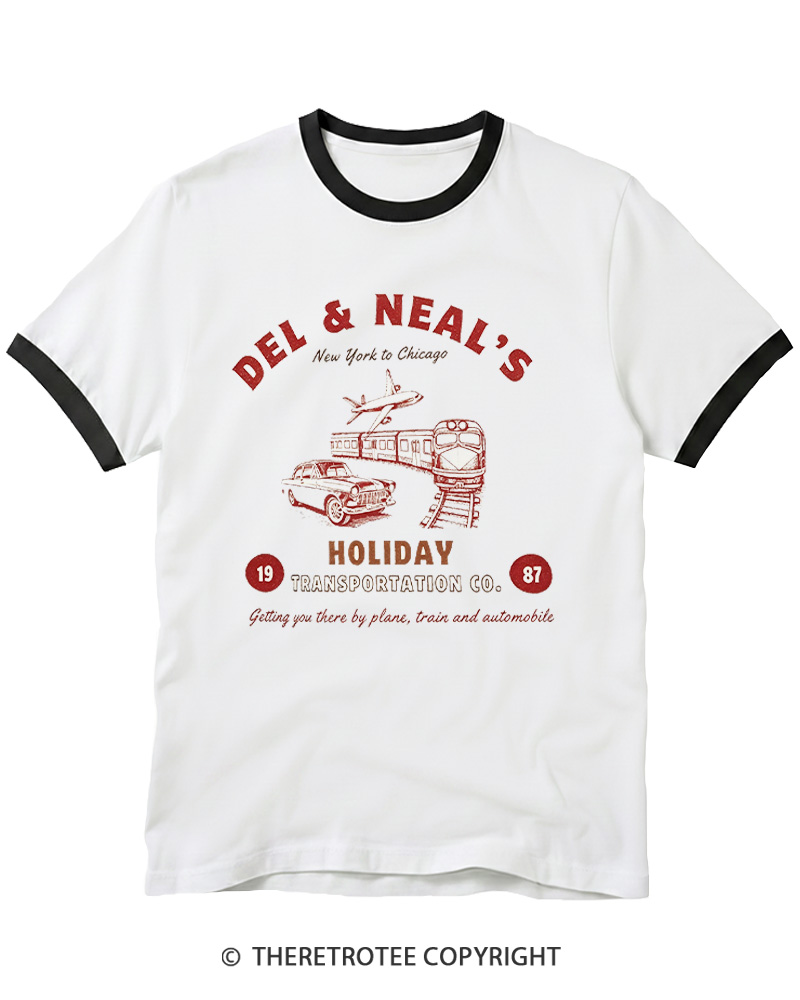 TheRetroTee Planes Trains And Automobiles 1980s Ringer T-shirt