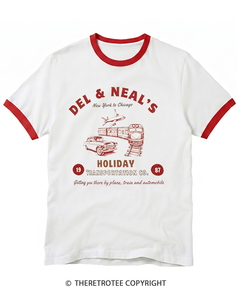 TheRetroTee Planes Trains And Automobiles 1980s Ringer T-shirt