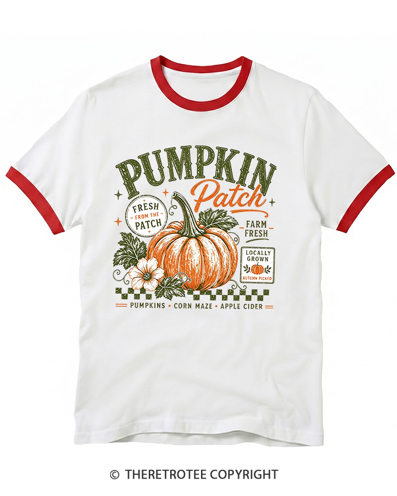 TheRetroTee Pumpkin Patch 1980s Ringer T-shirt