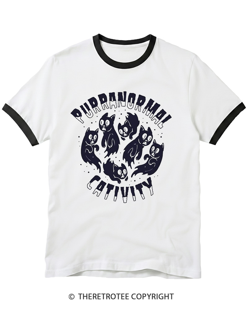 TheRetroTee Purranormal Cativity 1980s Ringer T-shirt