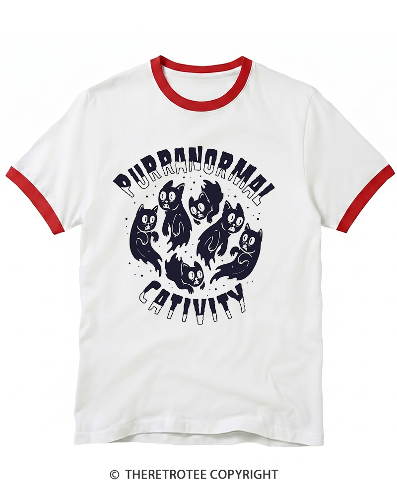 TheRetroTee Purranormal Cativity 1980s Ringer T-shirt