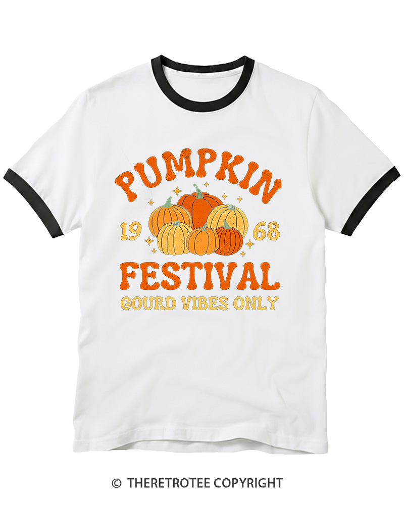 TheRetroTee Retro Pumpkin 1960s Ringer T-shirt