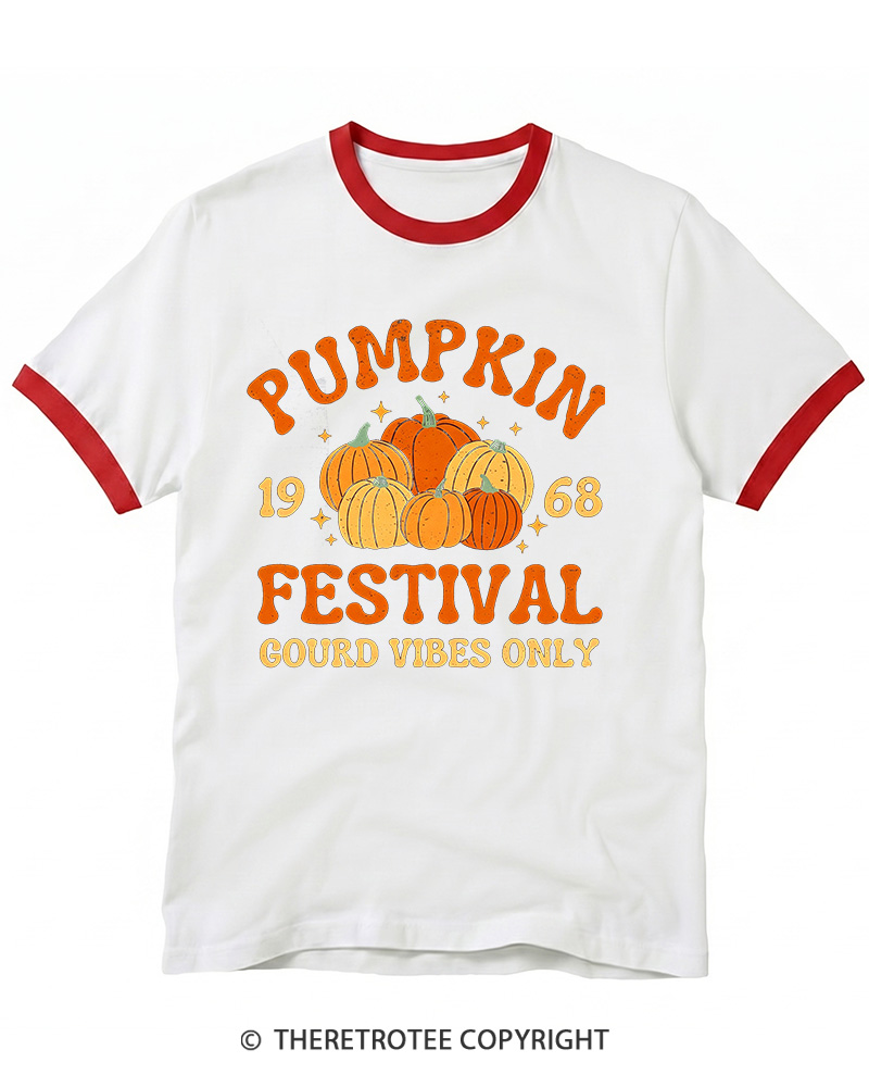 TheRetroTee Retro Pumpkin 1960s Ringer T-shirt