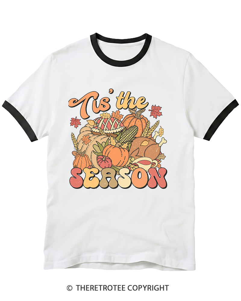 TheRetroTee Tis The Season 1970s Ringer T-shirt