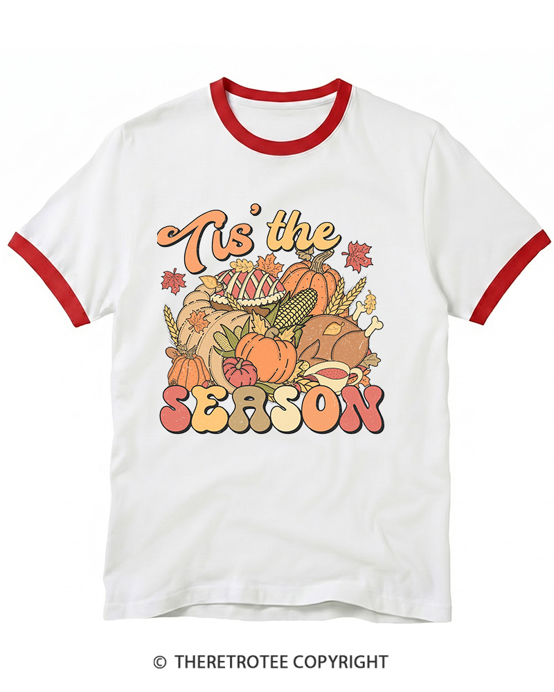 TheRetroTee Tis The Season 1970s Ringer T-shirt
