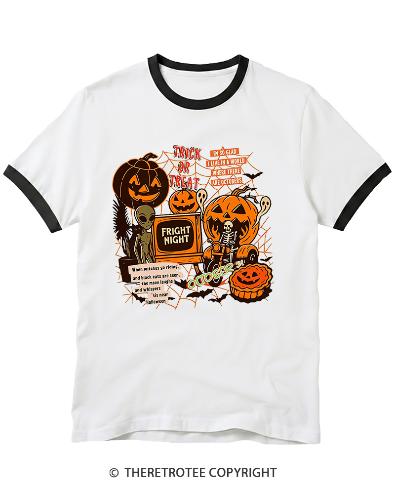 TheRetroTee Trick Or Treat  1980s Ringer T-shirt