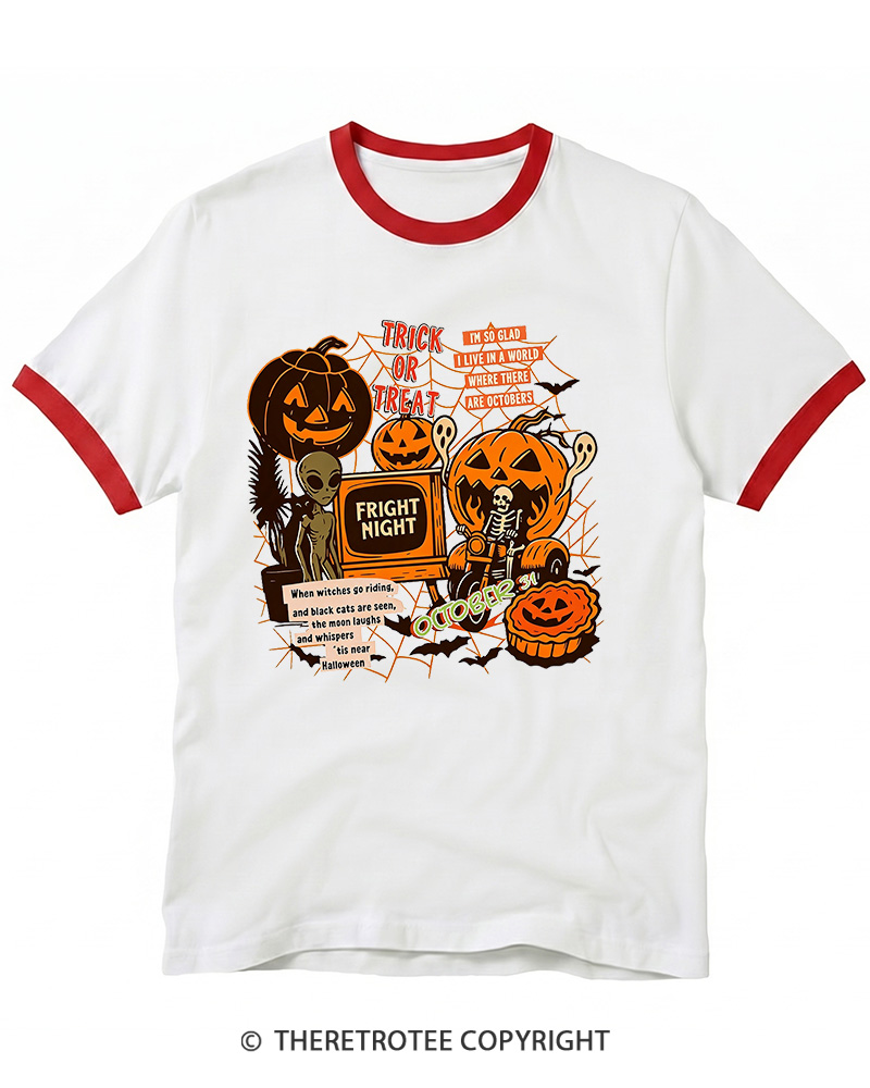 TheRetroTee Trick Or Treat  1980s Ringer T-shirt