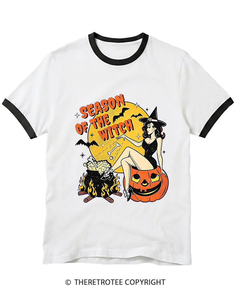 TheRetroTee Season of the Witch 1950s Ringer T-shirt