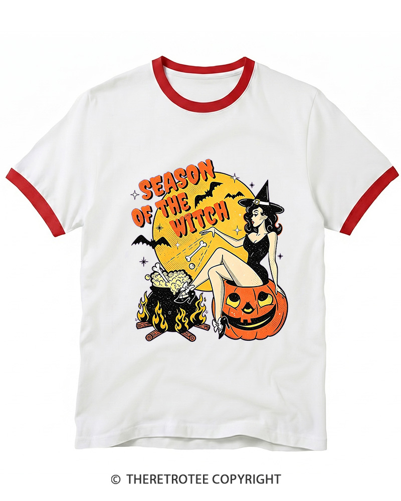 TheRetroTee Season of the Witch 1950s Ringer T-shirt