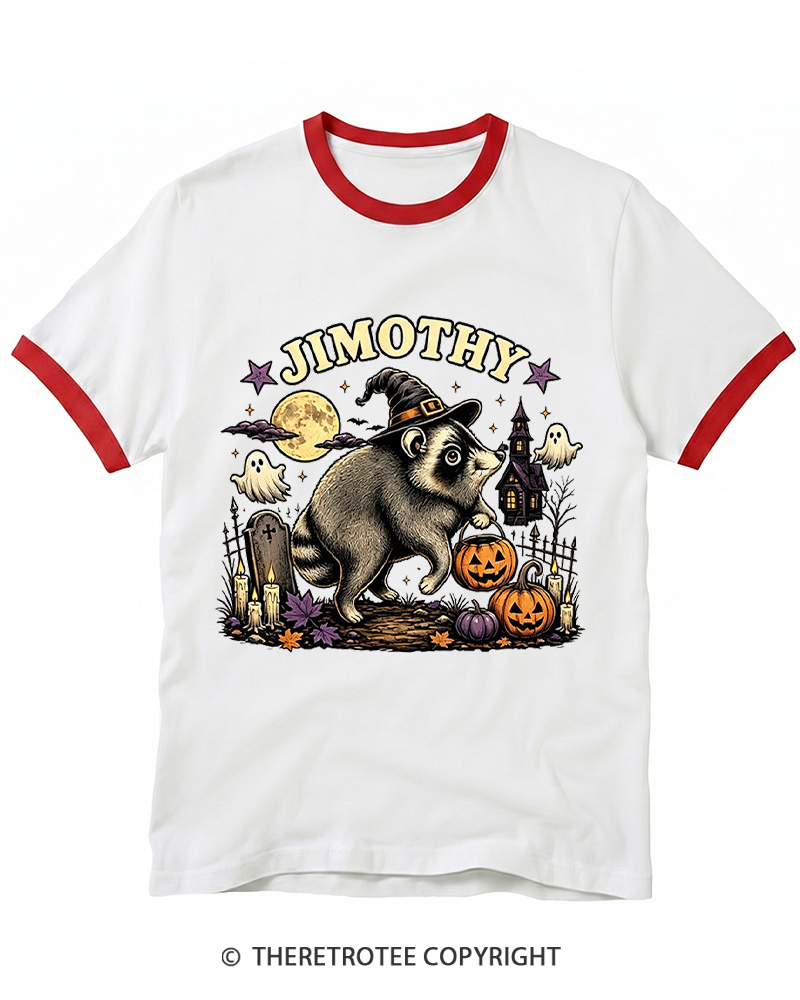 TheRetroTee Jimothy Seattle Raccoon 1980s Ringer T-shirt