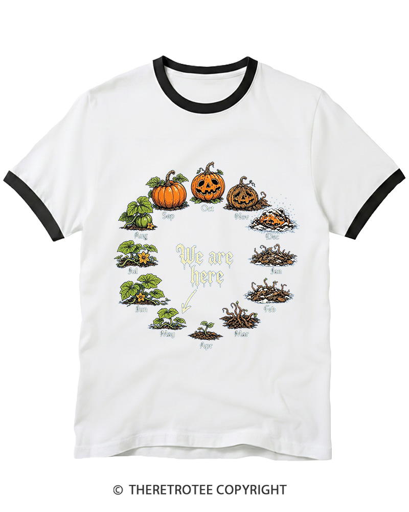 TheRetroTee Pumpkin Life Cycle 1980s Ringer T-shirt