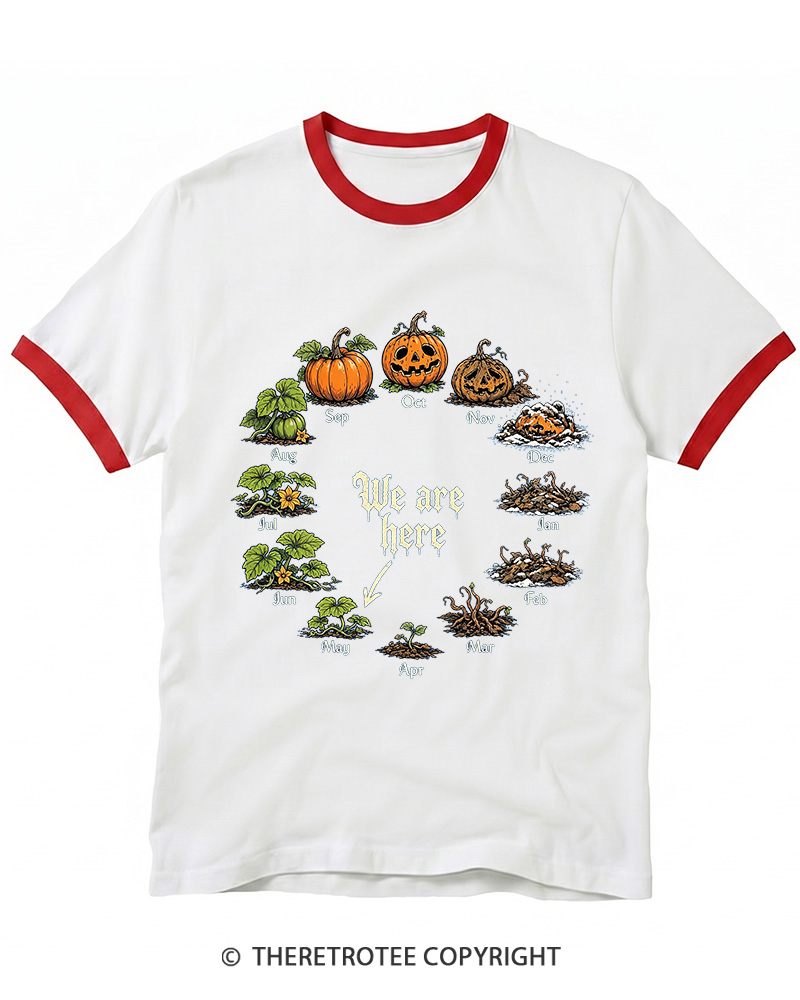 TheRetroTee Pumpkin Life Cycle 1980s Ringer T-shirt