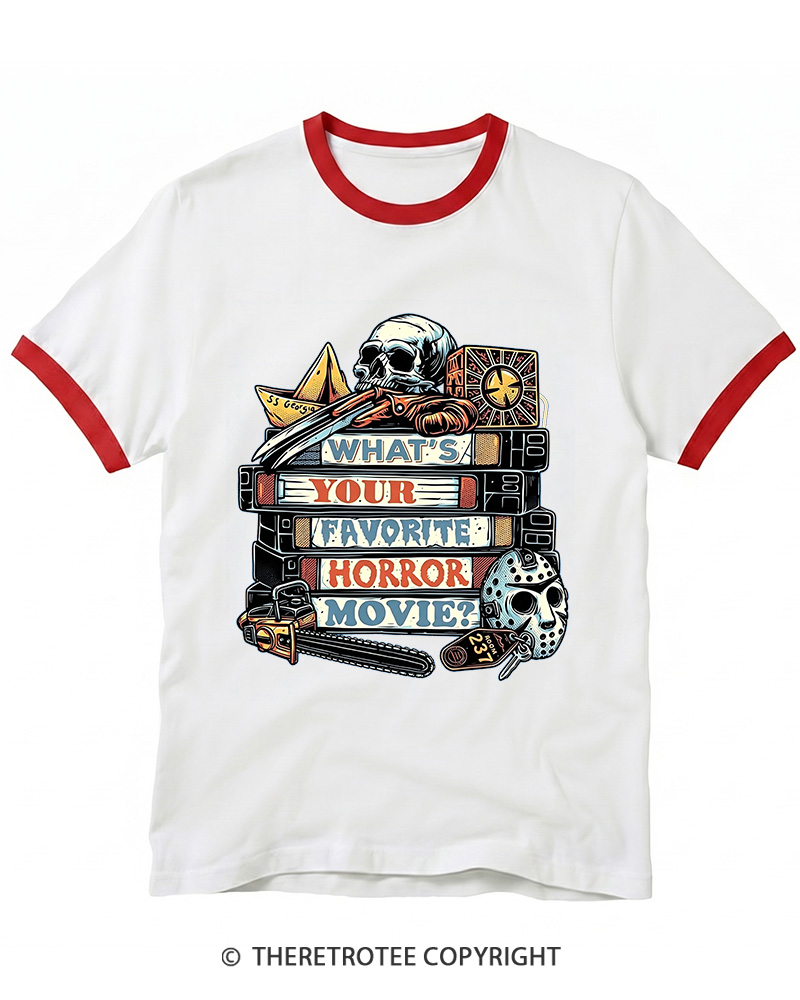 TheRetroTee What’s Your Favorite Horror Movie 1980s Ringer T-shirt