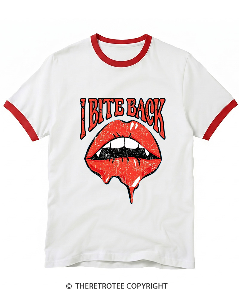 TheRetroTee I Bite Back 1990s Ringer T-shirt