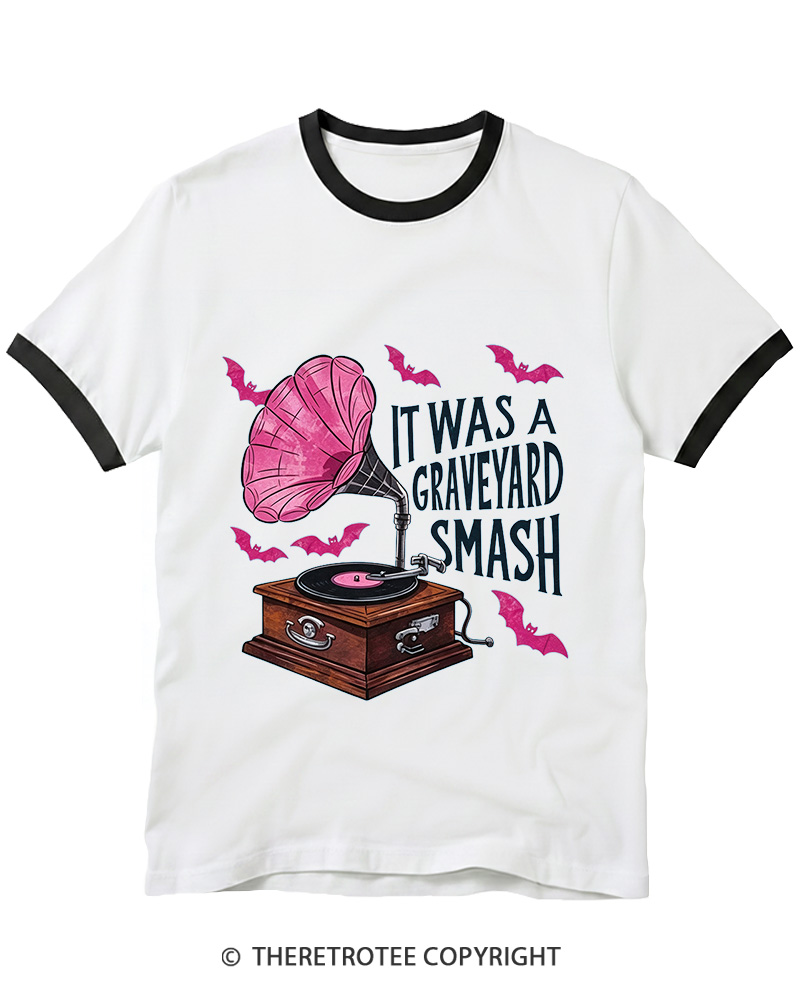 TheRetroTee It Was A Graveyard Smash 1980s Ringer T-shirt
