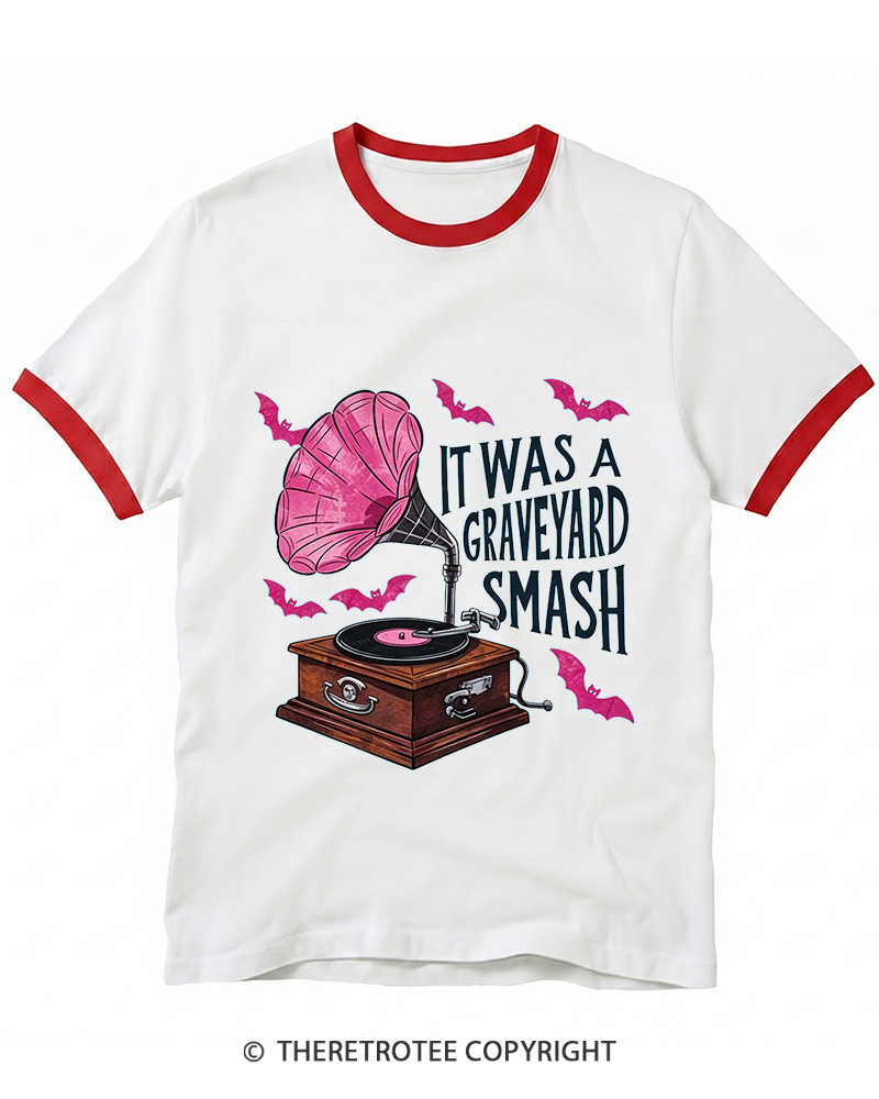 TheRetroTee It Was A Graveyard Smash 1980s Ringer T-shirt