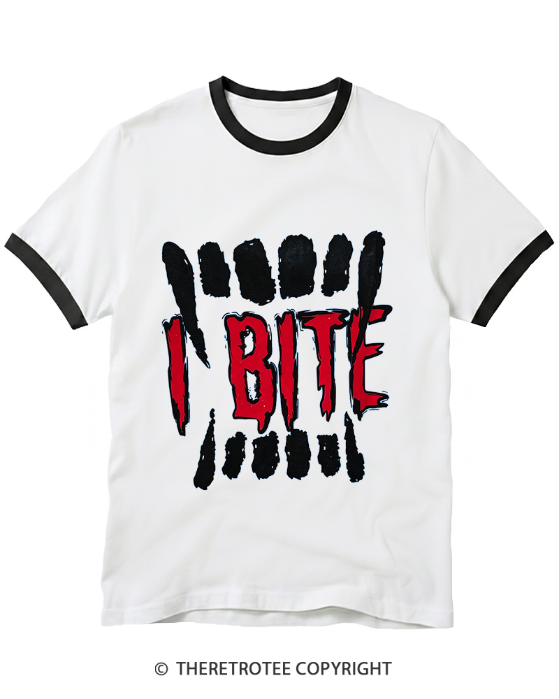 TheRetroTee I Bite 1990s Ringer T-shirt