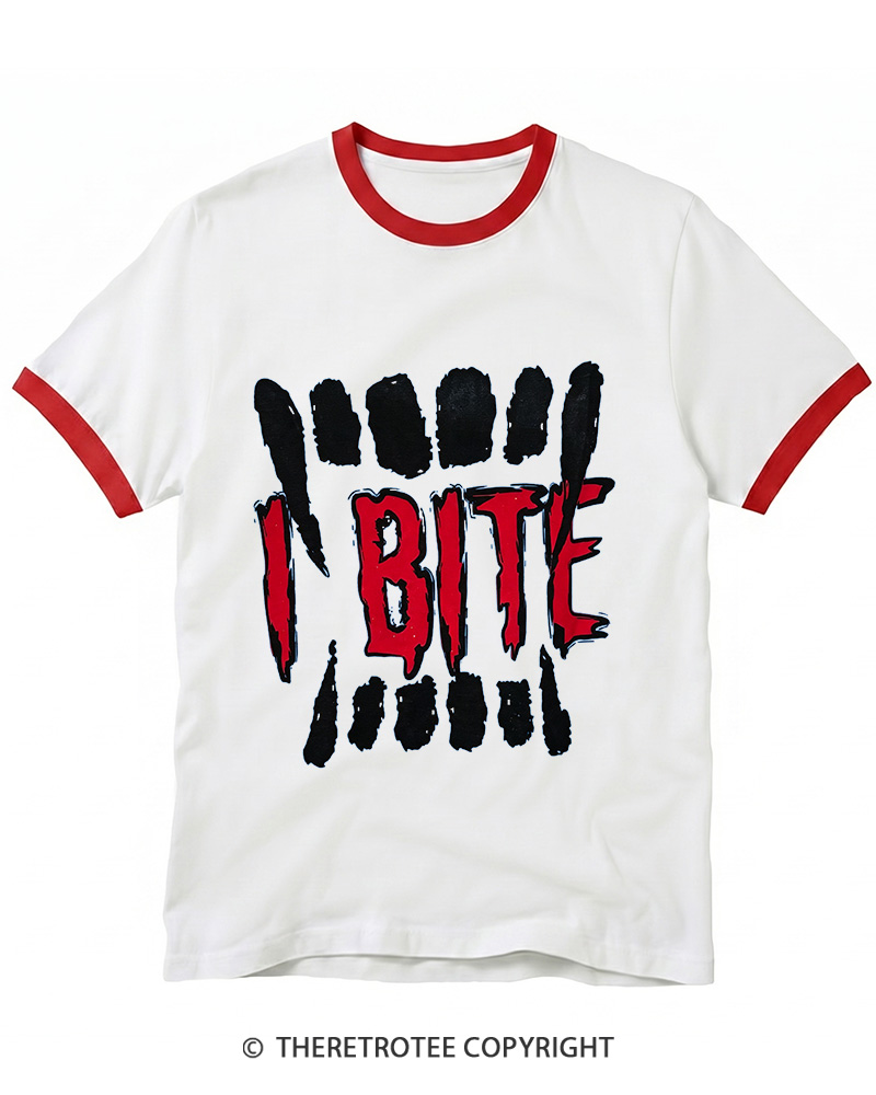 TheRetroTee I Bite 1990s Ringer T-shirt