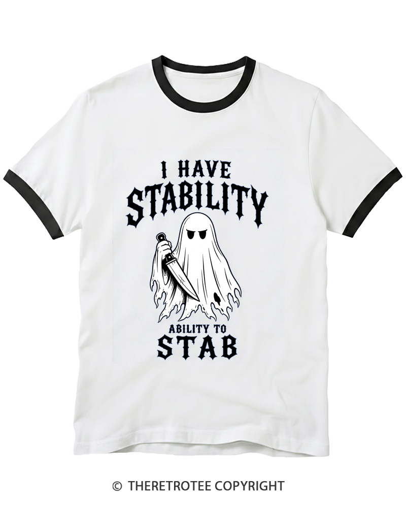 TheRetroTee I Have Stability 1990s Ringer T-shirt